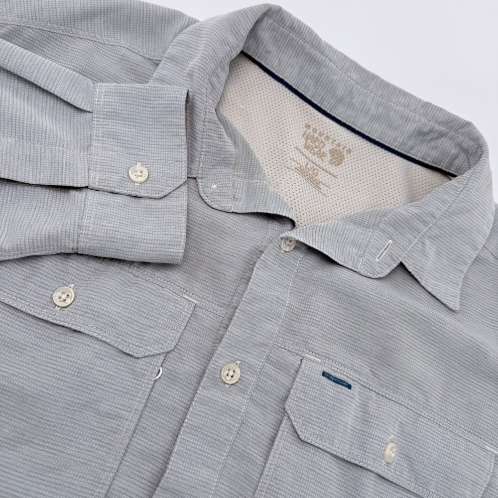 Mountain Hardwear Mens Shirt Size Large Gray Fishing Hiking Long Sleeve Roll Tab